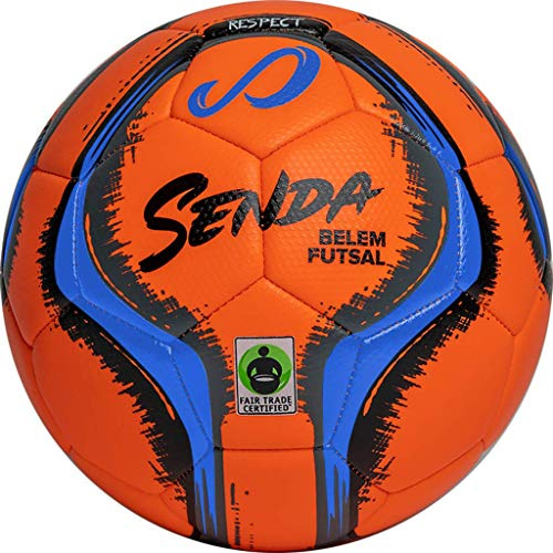Senda Belem Training Futsal Ball, Fair Trade Certified, Orange/Blue/Grey/Black, Size 3 (Ages 8-12)