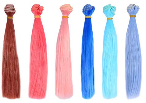 TOYANDONA Glattes Puppenhaar 6Pcs Puppenperücken Handwerkliches Puppenhaar Modepuppen & Zubehör für Kinder Mädchen Puppenherstellung DIY Kunst Und Handwerk (100X15cm)