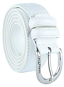 Biagiotti Cintura Donna Sottile in Vera Pelle, Accorciabile con Scatola (Bianco 3 cm, S (105 cm))