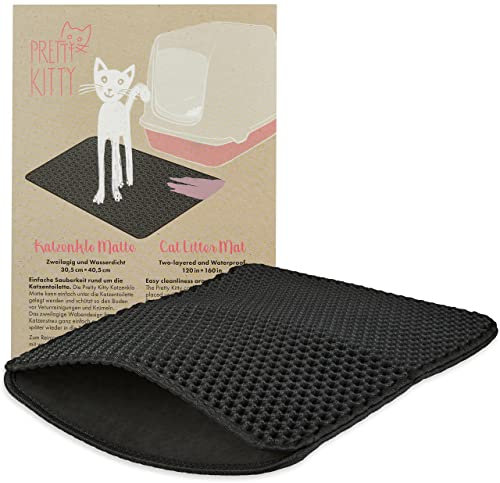 Katzenklo Matte Schwarz: Katzenmatte Katzenklo 30x40cm für Sauberkeit mit Katzenstreu - Katzentoilette Matte - Katzentoilette Vorleger Pretty Kitty