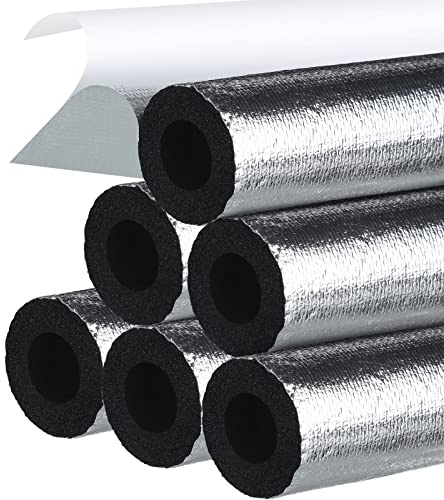 Kingdder 6 Pcs Pipe Insulation Foam Tube Self Adhesive Insulation Wrap for Copper Pipe Pre Slit Clamp Highly Insulated Foam for Outdoor Winter Irrigation, Sprinkler(1.3 Ft x 1 Inch)