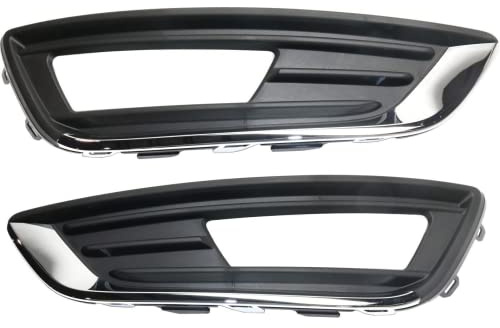 BXZ Front Foglight Foglamp Fog light lamp Bezel Cover with Chrome Trim Pair RH LH for 2015-2018 Ford Focus S Se Titanium FO1039157