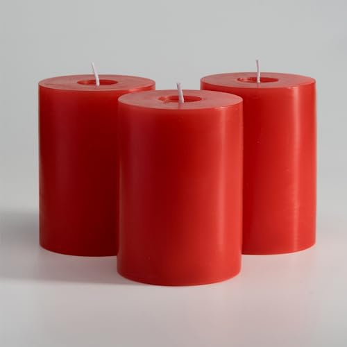 Memoward blockljus rött, ljus stort set om 3, lång brinntid ca 50 timmar, ren förbränning, oparfymerad, för hushåll, fester och gastronomidekoration, mått 7,5 x 10 cm (7,5 x 10 cm, röd)