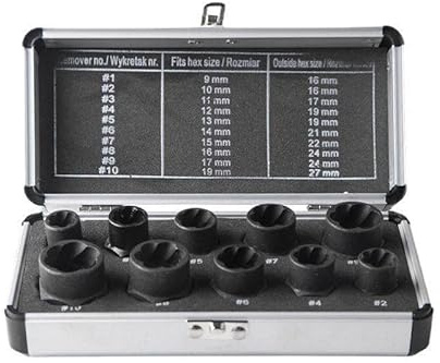 LSDZHK 10 PCS Nut Remover Impact Nut Extractor Set, Bolt Extractor Socket Wrenches Tool for Removing Damaged, Rusted, Rounded-Off Bolts, Nuts & Screws (One Size 10PCS Long), Black