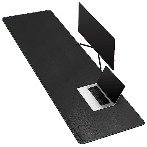 CENNBIE Leather Desk Mat Large, 160 x 50cm Desk Pad Blotter Protector, Extended Non-Slip Mouse Pad, Waterproof PU Leather Large Mouse pad for Desk Office and Home (Black)