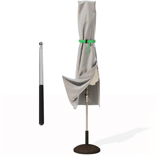 Rouzin Schutzhülle Sonnenschirm Abdeckung Ampelschirm Wetterfest für Ø 2-4m, Abdeckhauben für Sonnenschirme Anti-UV, Sonnenschirmhülle mit Stab, Sonnenschirm Abdeckung 240 x 57 x 57cm