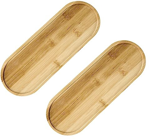 JTgugu 2 vassoi ovali in bambù, 28 x 10 x 1 cm, sottobicchieri decorativi, piatti da cucina, per pane, dessert, biscotti, tè, caffè e torte