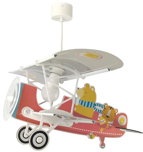 Dalber Lampe kinderzimmer, kinderlampe Pendelleuchte Hängelampe, Deckenleuchte Kinder, Deckenlampe kinderzimmer Flugzeug tragen Teddy Tiere, Deckenlampe Kinderzimmer, 54572, E27 15W LED