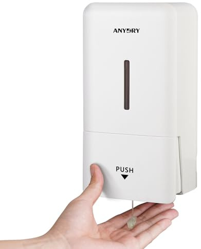 anydry Erogatore di sapone da parete manuale a pressione, capacità 800 ml con finestra visiva, sostituzione semplice del sapone, ideale per case e aziende 1006 Bianco