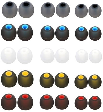 BelleVive 15 Pares de Almohadillas de Repuesto de Silicona, Cubiertas para Auriculares, Almohadillas Que se adaptan a la mayoría de Auriculares in-Ear, Almohadillas para audífonos, Almohadillas de