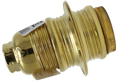 Zarivy Portalámparas E14 roscado de latón con arandela, ideal para instalaciones de iluminación decorativa y funcional.