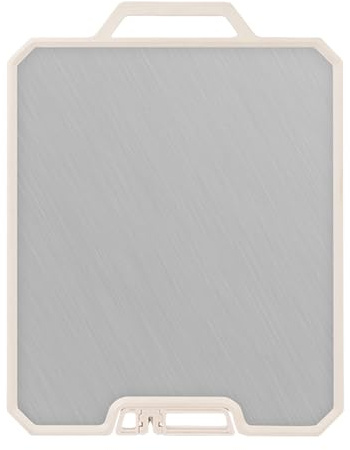 Tabla de cortar, placa de acero de 14.1 x 10.2 x 0.67 pulgadas para carne, queso, frutas y verduras con doble cara, alimenticio para herramientas de cocina, plata inoxidable, fácil de limpiar