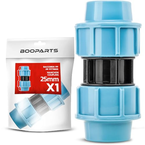 BOOPARTS - Rak PP-koppling 25 x 25 mm för PE-slang - Polypropylenkoppling bevattning, bevattning och VVS