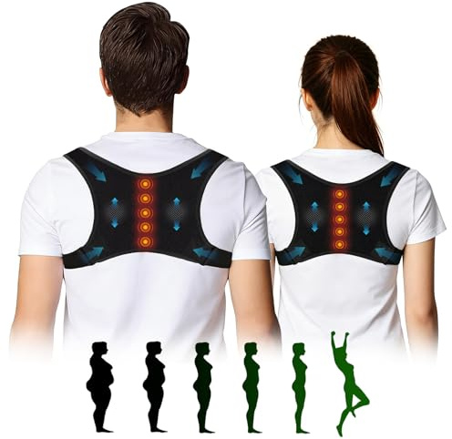 23GUANYI Correttore Posturale con Magneti, Postura Schiena Uomo Donna Comodo e Traspirante Correttore Posturale Spalle Schiena per Prevenzione del Dolore Correzione Della Postura (L-XL)