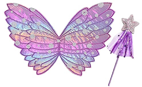 ZPGVWXKO Costume Della Farfalla Abito da Fata Bacchetta Accessori Cosplay Tessuto Leggero Durevole Indossabilità Sicura Adatto a Bambini Feste Natzie
