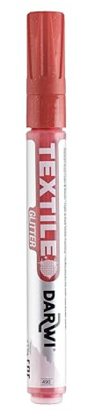DARWI - DA0140013490C - Un Marqueur Pour Tissus Clairs et Foncés finition Pailletée - Pointe 2 MM - Coloris Vermillon - 6 ML - DARWI TEXTILE GLITTER - Peinture Pour Tissus - Loisirs Créatifs