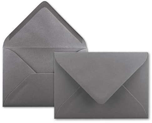 50x Brief-Umschläge in Graphit-Grau/Dunkelgrau - 80 g/m² - Kuverts in DIN B6 Format 12,5 x 17,6 cm - Nassklebung ohne Fenster