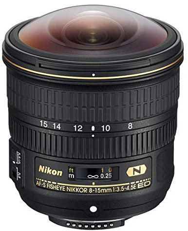 Nikon AF-S FISHEYE NIKKOR 8-15mm f/3.5-4.5E ED F/4.5-29 Fixed Zoom Camera Lens, Black