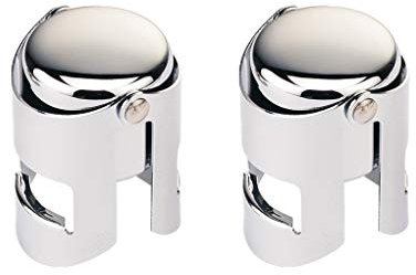 Champagne and Sparkling Wine Stopper Stainless Steel Vacuum Sealed, 2pcs