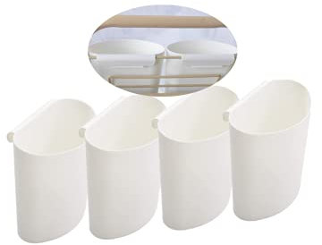 4Pcs Hanging Cup Holder,Rolling Cart Accessories,Plant Containers,Hanging Flower Pots,Space Saver,Storage Bucket,Pencil Holder,Make Up Pencil Holder Office,Kitchen Wall Organizer Decor (White)