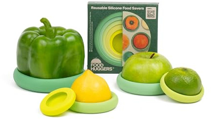 Food Huggers - 5er Set wiederverwendbare Obst- und Gemüseschüsseln aus Silikon, spülmaschinenfest, 100% BPA und Phthalatfrei