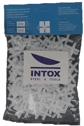 INTOX STEEL & TOOLS Croix Carrelage 4 mm Pack 200 Entretien Facile Pose Uniforme Espacement Idéal Sol Mur