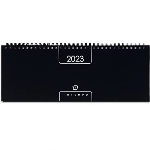 INTEMPO SCADENZIARIO PLANNER CALENDARIO APPUNTAMENTI UFFICIO 2022 SETTIMANALE DA TAVOLO 30 x 13 cm nero + omaggio penna a scatto