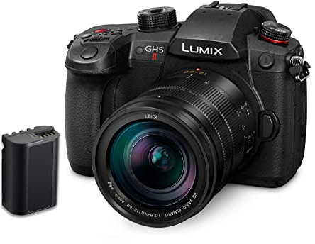 Panasonic LUMIX GH5M2 Mirrorless Camera with wireless live streaming and a LEICA 12-60mm F2.8-4.0 lens Plus additional battery pack - Black