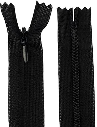 AERZETIX - C61724 - Set di 10 cerniere invisibili 50cm non separabili - cerniera lampo - colore nero - pelletteria jeans pantaloni vestito gonna abbigliamento cucito