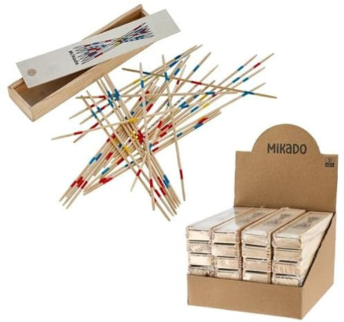 Posten Anker Mikado Stäbchen, Holzkiste mit 41-Teilig, 19cm Pickup Sticks Familienspiele Tischplatte Brettspiel Holzspielzeug für Kinder und Erwachsene
