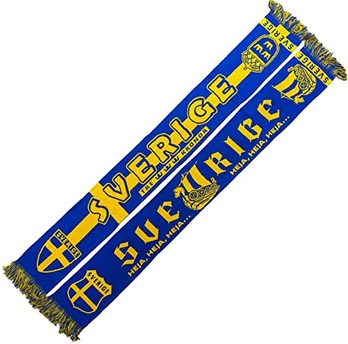 Generisk Sverige/Sverige/Sweden sjal (stickad halsduk), för VM, EM, fotbollshalsduk, kulthalsduk, souvenirsjal
