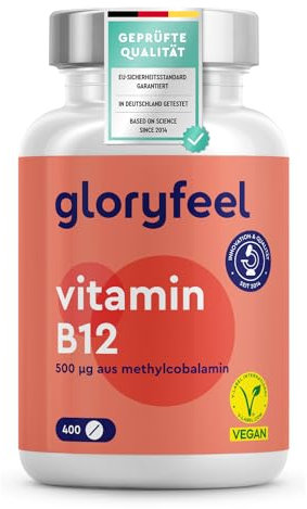 Vitamine B12 Méthylcobalamine 1000µg par Dose, 400 Comprimés (+ 6 Mois), Hautement Dosée, Contribue à Réduire la Fatigue et Soutient le Système Nerveux, 100% Végétalien et Sans Additifs