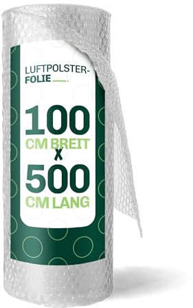 Luftpolsterfolie 1 x 5 Meter Rolle – Hochwertiges Polstermaterial, Blisterfolie für Umzug, Versand, Verpackung – Schutz für Glas, Porzellan, zerbrechliche Gegenstände – Transparent, Stoßdämpfend
