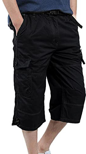 YAOBAOLE Shorts Cargo Homme 3/4 en Coton Léger Été Shorts de Travail Court avec Multi-Poches Taille Elastique