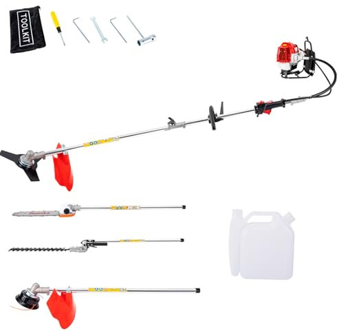 Desbrozadora de gasolina de 52 cc, cortacésped, cortasetos de gasolina, cortacésped de 2 tiempos para recortar césped, setos y arbustos