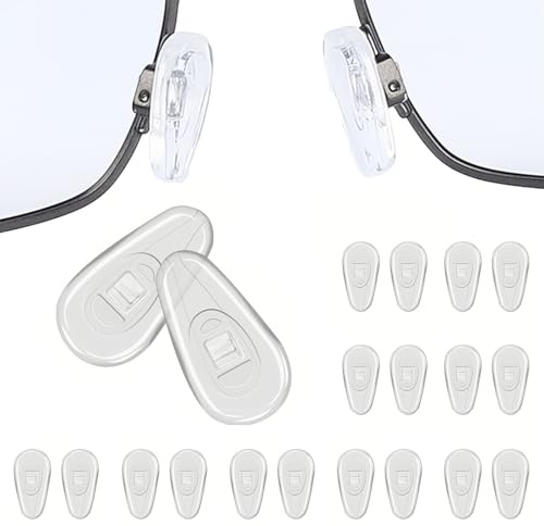 NJCXOLA 10 Paires Lunettes de Nez Plaquettes en Silicone,Antidérapant Coussinets de Protection Nez, Tampon de Nez Visser,plaquette lunette, Plaquettes de Lunettes à Visser,Kit Remplacement de Lunettes