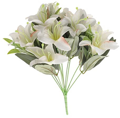 Cabilock Bouquet De Lys Artificiels Fleur De Lys Artificielle pour La Décoration Réutilisable Et Facile À Entretenir