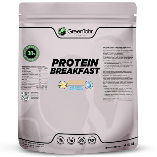 Green Tahr Colazione Proteica Vegana Protein Shake Breakfast Vaniglia 1 Kg. Preparato per Shake con Avena, 38% Proteine di Lievito Nutrizionale, Senza Glutine