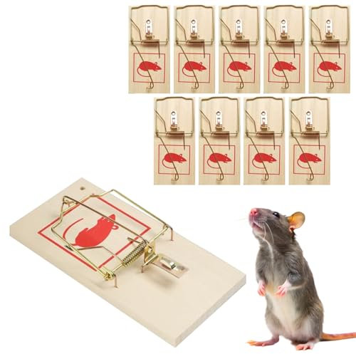 Dyaucwpo 10 Pièces Piege a Souris, Tapette à Souris en Bois, Pièges à Rats, Piège à Percussion, Piège à Souris en Bois, Attrape Souris Classique en Bois, Piège à Appâts, pour IntéRieur ExtéRieur