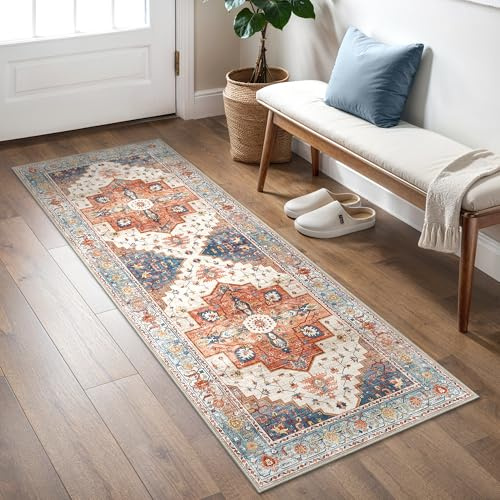 BEIMO Tapis de couloir, 80 x 300 cm, long style vintage bohème, lavable, antidérapant, pour couloir, cuisine, chambre à coucher, salon