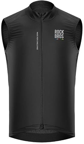 ROCKBROS Road to Sky Cycling Vest, Cycling Waistcoat, Running Vest for Men, Sleeveless Cycling Jacket, Windproof, Breathable, for Running, Hiking, Camping, Cycling, Outdoor