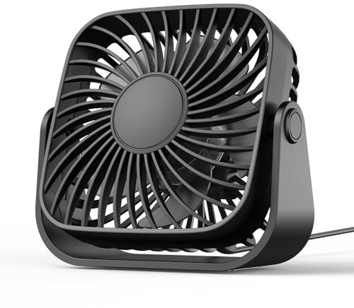AXFEE Mini Ventilador USB, Ventilador de Sobremesa Portatil, Ventilador Pequeño Silencioso, 3 Velocidades 360 ° Plegable, para para Oficina/Hogar/Viajar/Cámping, Alimentado por USB, Negro
