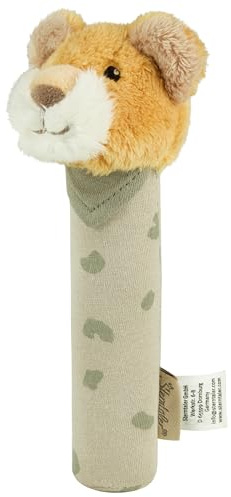 Sterntaler Stabgreifling Löwe Leo - Weicher Flausch und Jersey - Integrierte Quietsche - Baby- und Kleinkindspielzeug - Fördert die Motorik und Sinne von Babys - Ideales Geschenk, steingrau