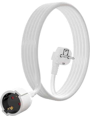 YIDE Verlängerungskabel 5m Kabel Kunststoff Stromkabel mit Schutzkontakt Stecker und Kupplung H05VV-F 3G1,5 mm² Schuko Verlängerung für Innen IP20, 16A/250V, 3500W, weiß