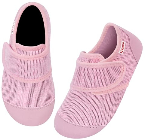 Kyopp Hausschuhe Kinder Barfussschuhe Atmungsaktive Pantoffeln für Jungen Mädchen Rutschfest Breite Turnschläppchen Kleinkinder Slippers(Hell Rosa, 22/23EU)