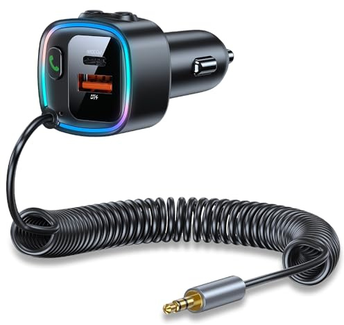 XPJBKC Aux Bluetooth 5.4 Bil, Bil Aux Bluetooth-adapter med 3,5 mm Aux-uttag, Bluetooth Aux-mottagare Snabb laddning för trådlös musik och samtal