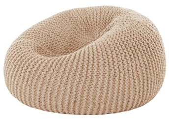 SHBHWS Saccosäck, mjuk stickad sittsäck 【Ingen stoppning! Du måste köpa fyllningen separat!】 för att koppla av inomhus och utomhus (khaki, D70 cm-empty Cover)