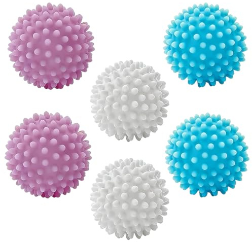 Bolas de secado reutilizables, 6 Piezas, Pelotas de Lavadora Mejorando el Lavado, bolas de secadora para el hogar, Secado Rápido y Efecto Suavizante, Anti-Bobinado, Creando una Ropa más Esponjosa