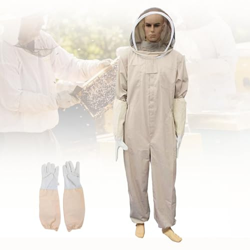 Traje De Abeja Con Guantes,Traje Profesional De Apicultor,Traje Profesional De Apicultura Para Hombres y Mujeres,Equipo Profesional De Apicultura Para Jardines y Fincas(L) (XL)