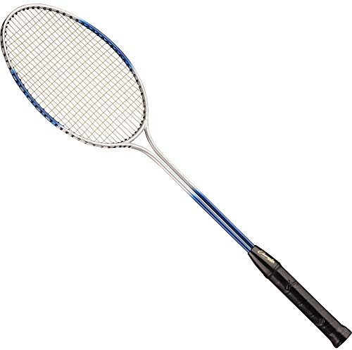Champion Sports 26 Twin Shaft Badminton Racket with Braided Nylon Strings (Single Racket) - Silver/Blue - For All Skill Levels